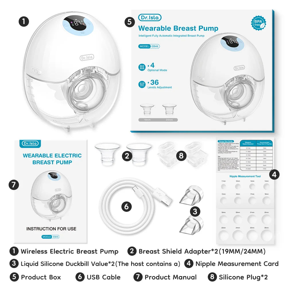 Tire-Lait Électrique Portable Mains Libres — 4 Modes 36 Niveaux