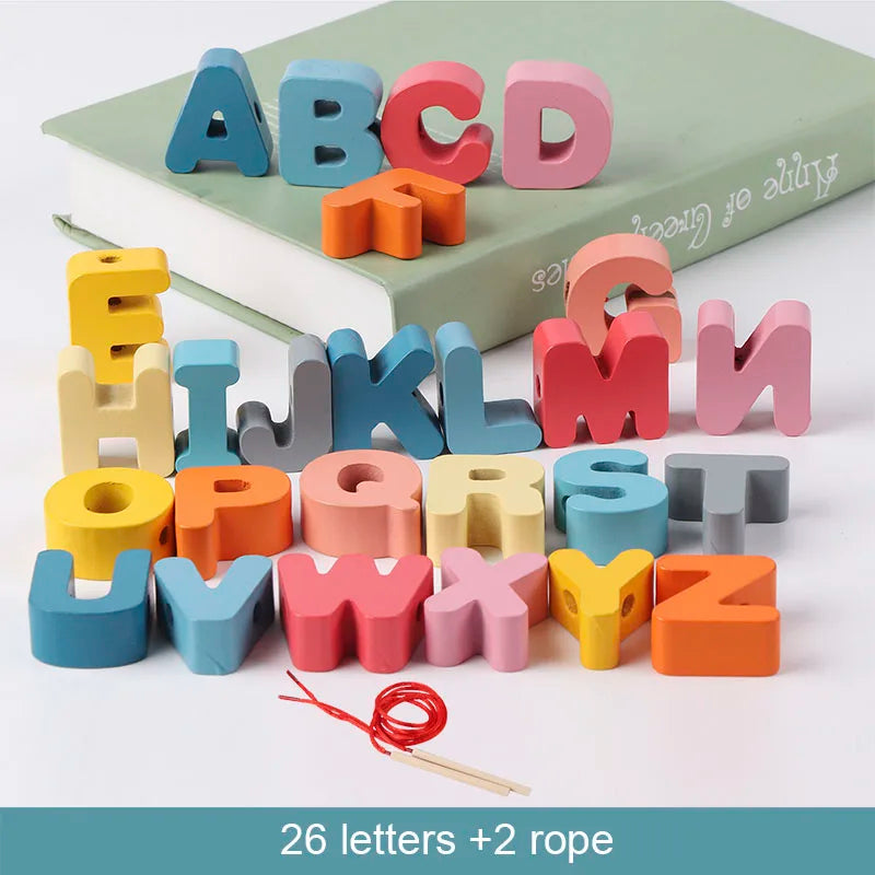 Perles à Enfiler Lettres & Chiffres — Jeu Montessori 2-5 ans