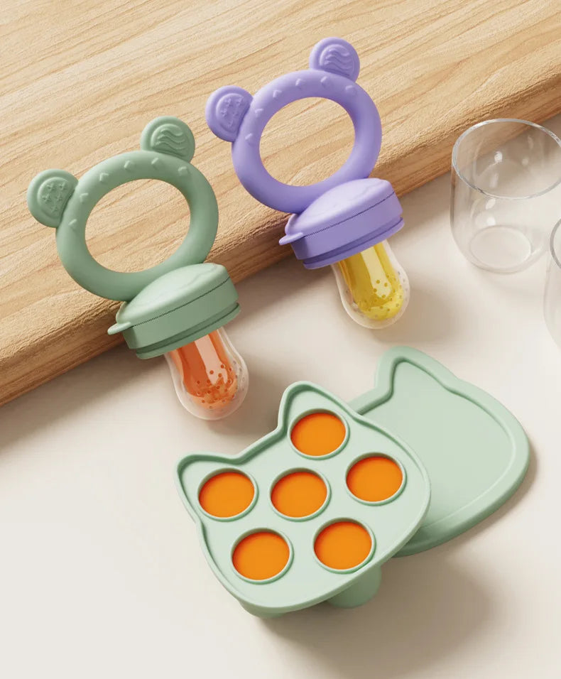 Grignoteur Filet Bébé & Moules Silicone — Set Alimentation 4-18 mois
