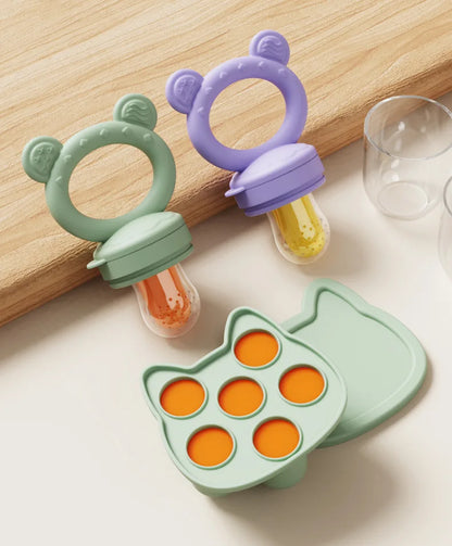 Grignoteur Filet Bébé & Moules Silicone — Set Alimentation 4-18 mois