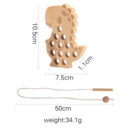 Jouets en Bois à Lacer Montessori — Hérisson & Dinosaure 2-5 ans
