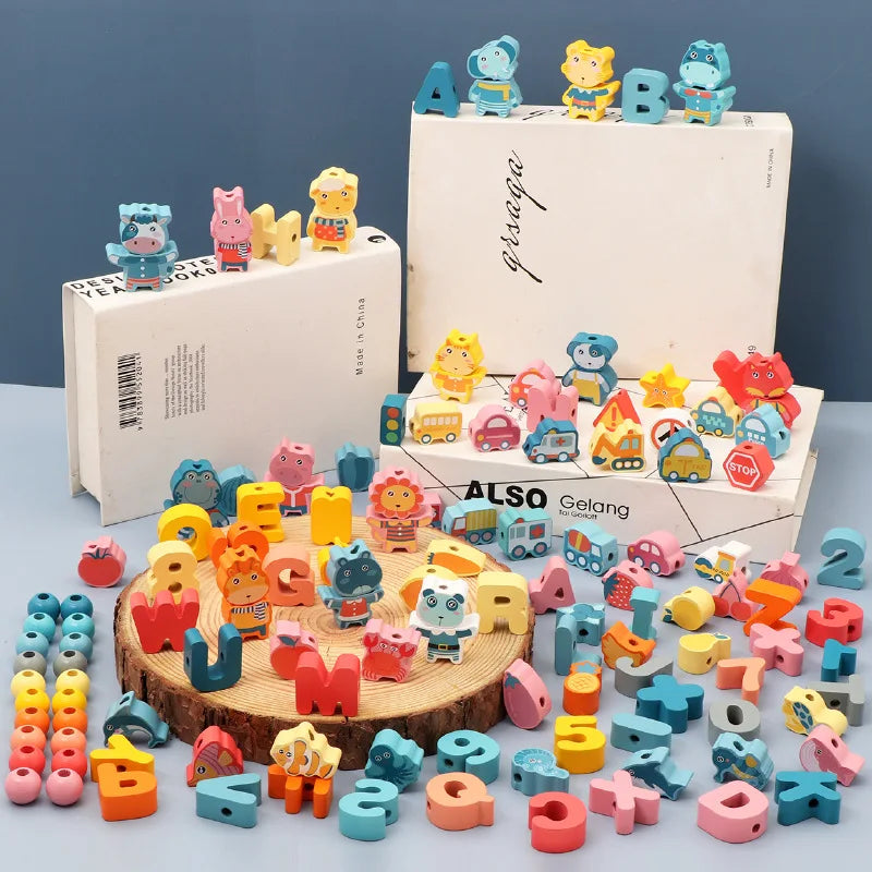 Perles à Enfiler Lettres & Chiffres — Jeu Montessori 2-5 ans