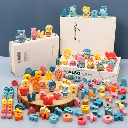 Perles à Enfiler Lettres & Chiffres — Jeu Montessori 2-5 ans