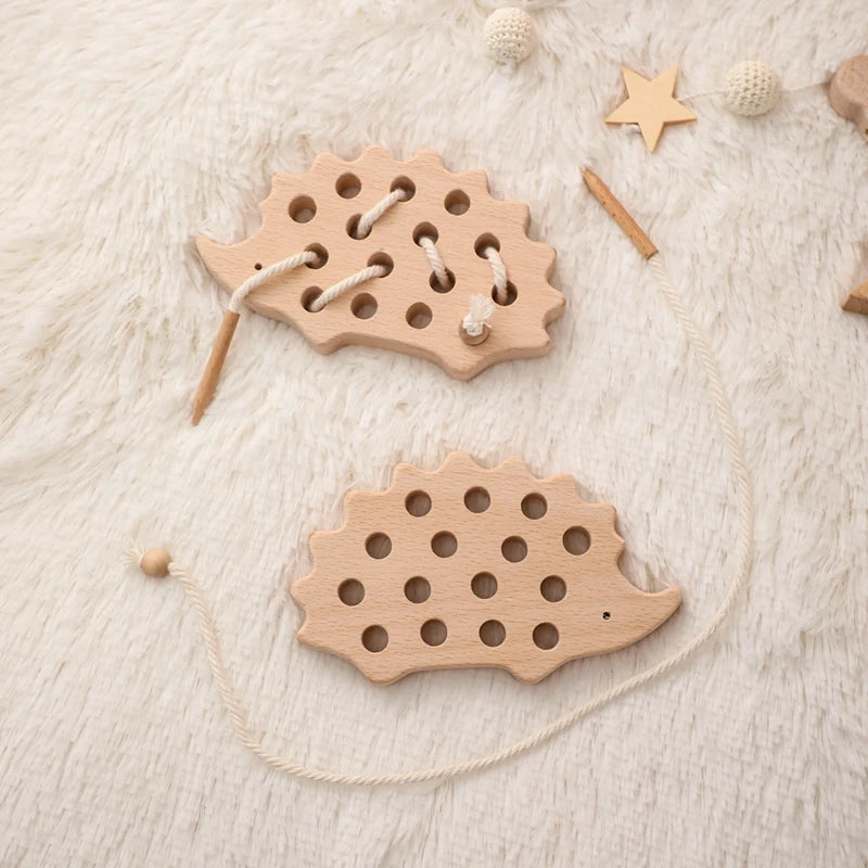 Jouets en Bois à Lacer Montessori — Hérisson & Dinosaure 2-5 ans