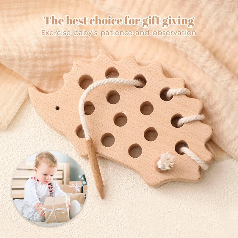 Jouets en Bois à Lacer Montessori — Hérisson & Dinosaure 2-5 ans