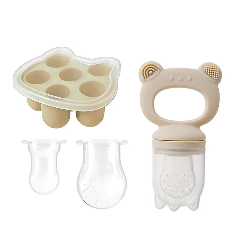 Grignoteur Filet Bébé & Moules Silicone — Set Alimentation 4-18 mois