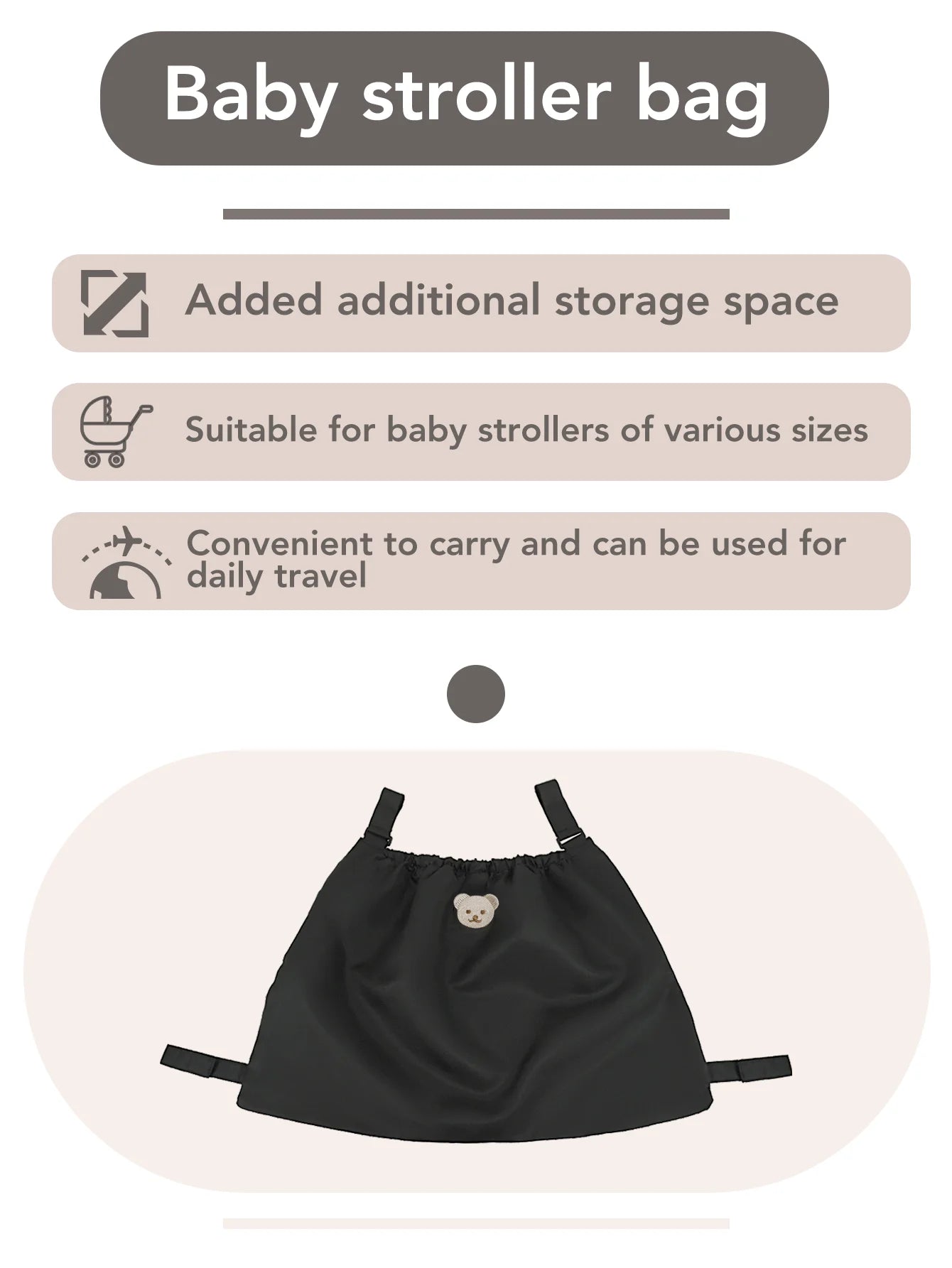 Sac de Rangement Poussette — Organisateur Pratique Motif Ourson