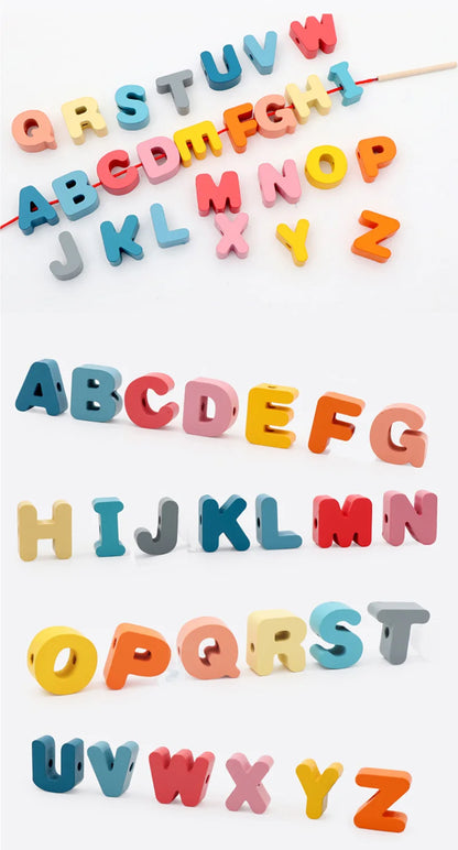 Perles à Enfiler Lettres & Chiffres — Jeu Montessori 2-5 ans