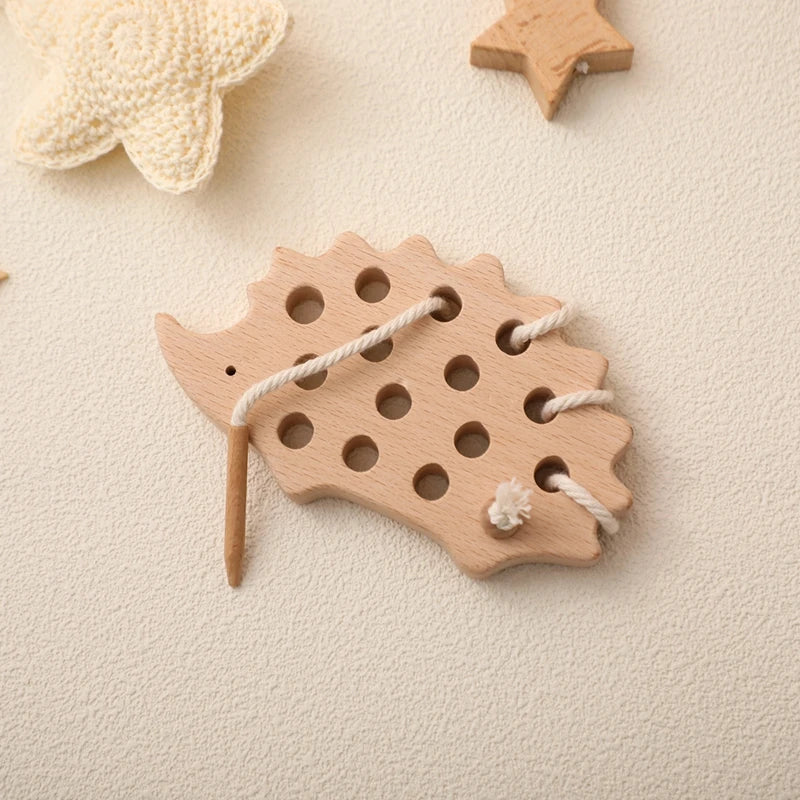 Jouets en Bois à Lacer Montessori — Hérisson & Dinosaure 2-5 ans