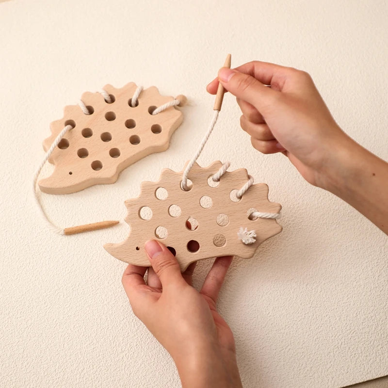 Jouets en Bois à Lacer Montessori — Hérisson & Dinosaure 2-5 ans