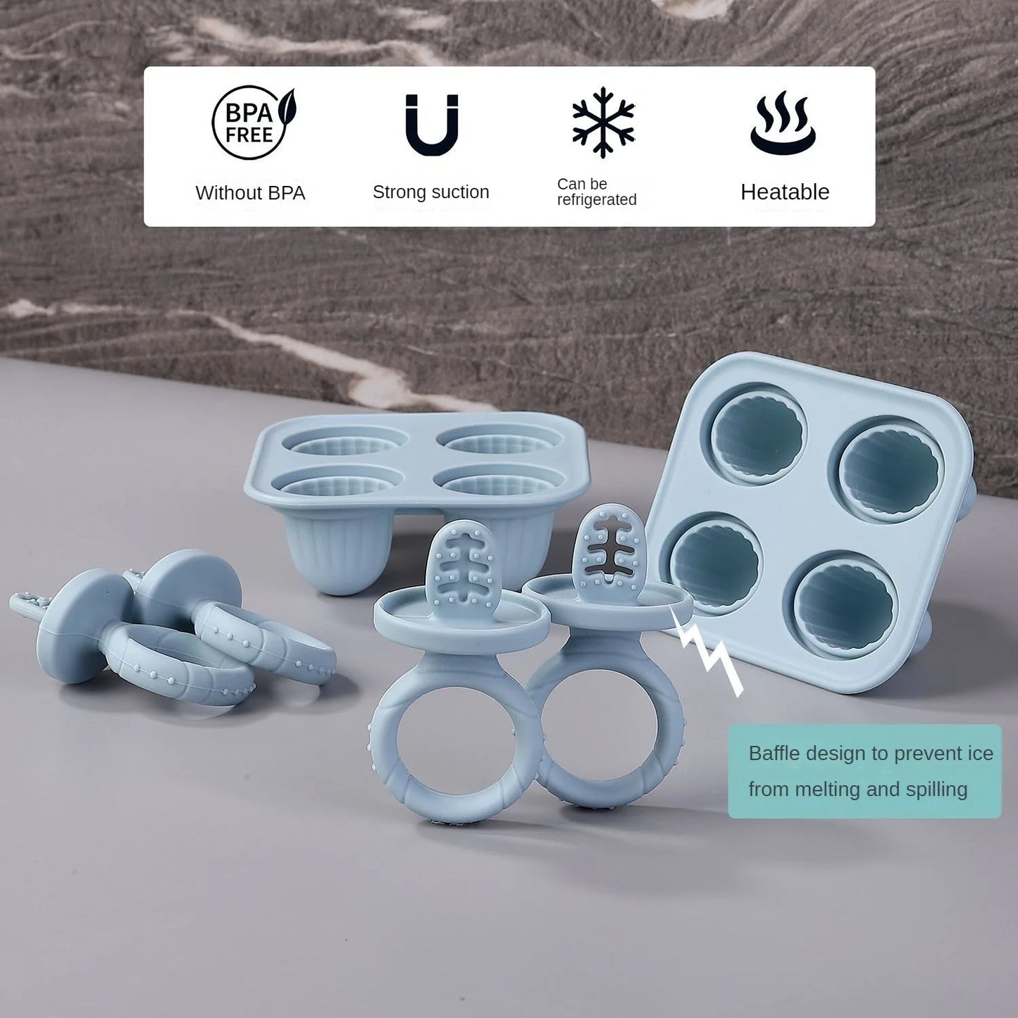Grignoteur Filet Bébé + Moules à Glace — Set Alimentation 4-18 mois