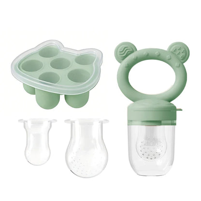 Grignoteur Filet Bébé & Moules Silicone — Set Alimentation 4-18 mois
