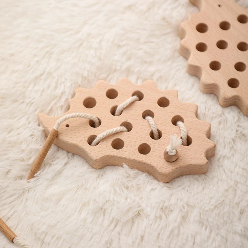 Jouets en Bois à Lacer Montessori — Hérisson & Dinosaure 2-5 ans