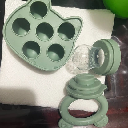 Grignoteur Filet Bébé & Moules Silicone — Set Alimentation 4-18 mois