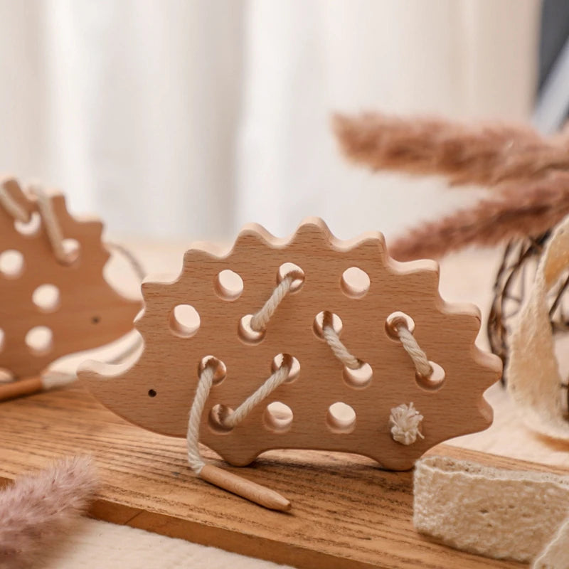 Jouets en Bois à Lacer Montessori — Hérisson & Dinosaure 2-5 ans