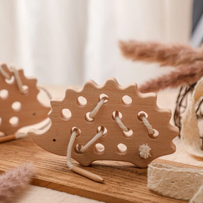 Jouets en Bois à Lacer Montessori — Hérisson & Dinosaure 2-5 ans