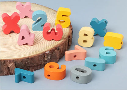 Perles à Enfiler Lettres & Chiffres — Jeu Montessori 2-5 ans