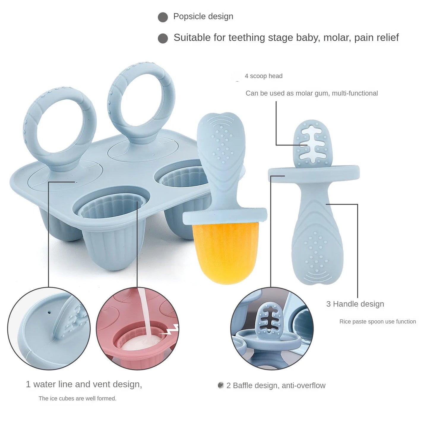 Grignoteur Filet Bébé + Moules à Glace — Set Alimentation 4-18 mois