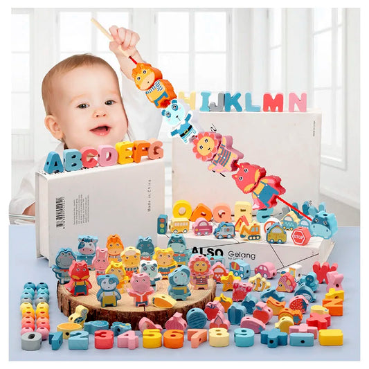 Perles à Enfiler Lettres & Chiffres — Jeu Montessori 2-5 ans