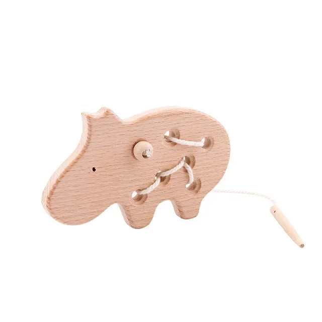 Jouets en Bois à Lacer Montessori — Hérisson & Dinosaure 2-5 ans