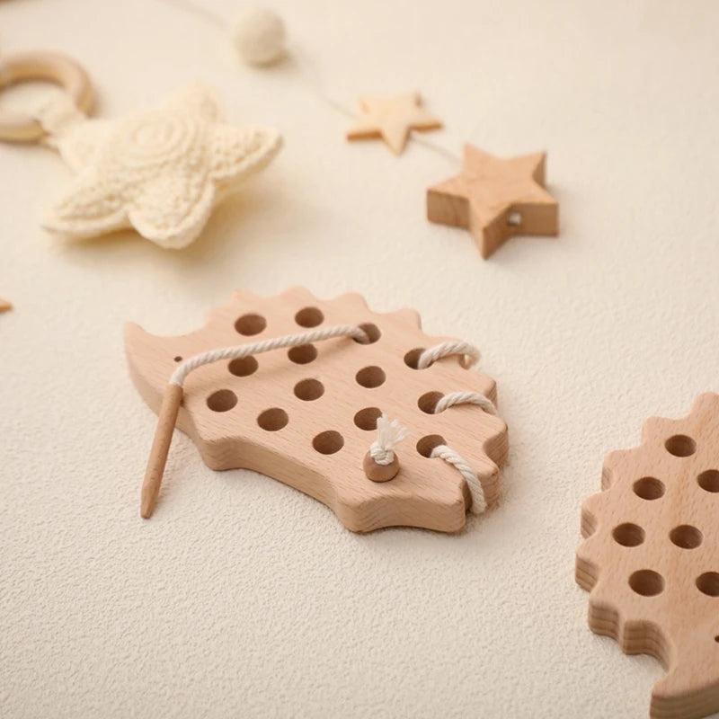Jouets en Bois à Lacer Montessori — Hérisson & Dinosaure 2-5 ans