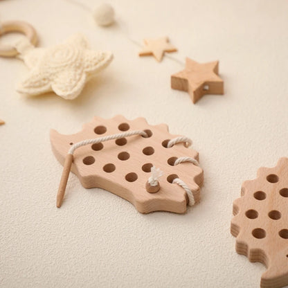 Jouets en Bois à Lacer Montessori — Hérisson & Dinosaure 2-5 ans