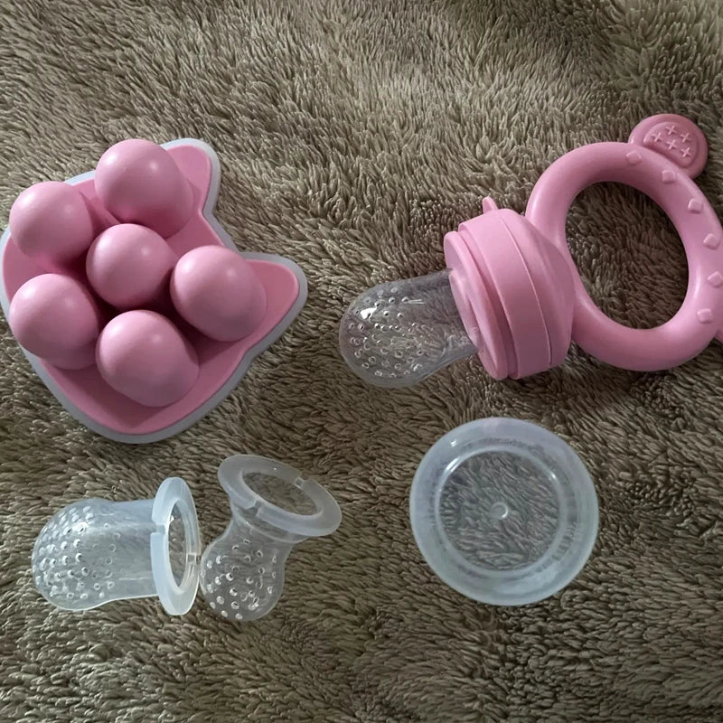 Grignoteur Filet Bébé & Moules Silicone — Set Alimentation 4-18 mois