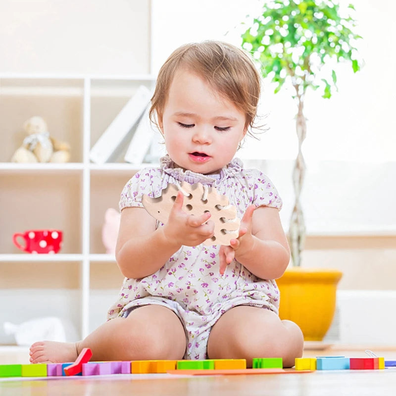 Jouets en Bois à Lacer Montessori — Hérisson & Dinosaure 2-5 ans
