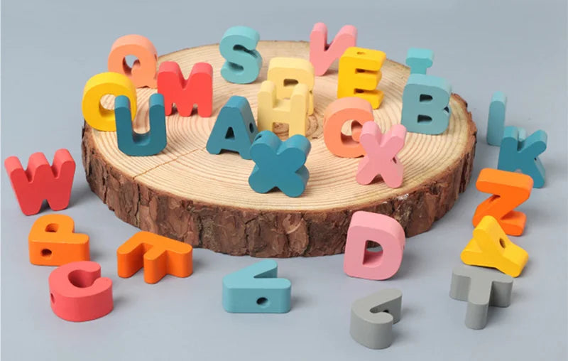 Perles à Enfiler Lettres & Chiffres — Jeu Montessori 2-5 ans