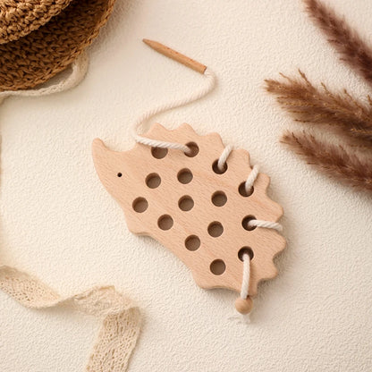 Jouets en Bois à Lacer Montessori — Hérisson & Dinosaure 2-5 ans